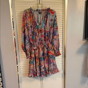 Boho Paisley Tiered Long-Sleeve Dress - Multicolor
